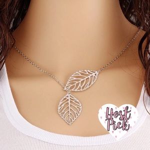 ‼️3/$30 Silver Leaf Lariat Dainty Necklace